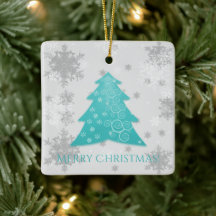 Ornamento verde azulado de árbol de Navidad cerámi