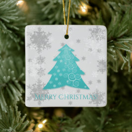 Ornamento verde azulado de árbol de Navidad cerámi