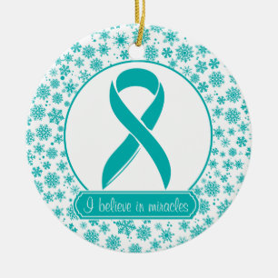 Ornamento verde azulado del cáncer ovárico del