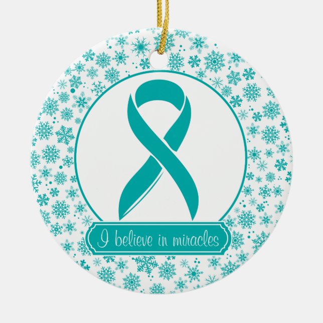 Ornamento verde azulado del cáncer ovárico del (Frente)