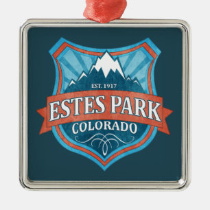 Ornamento verde azulado en escudo de Estes Park Co