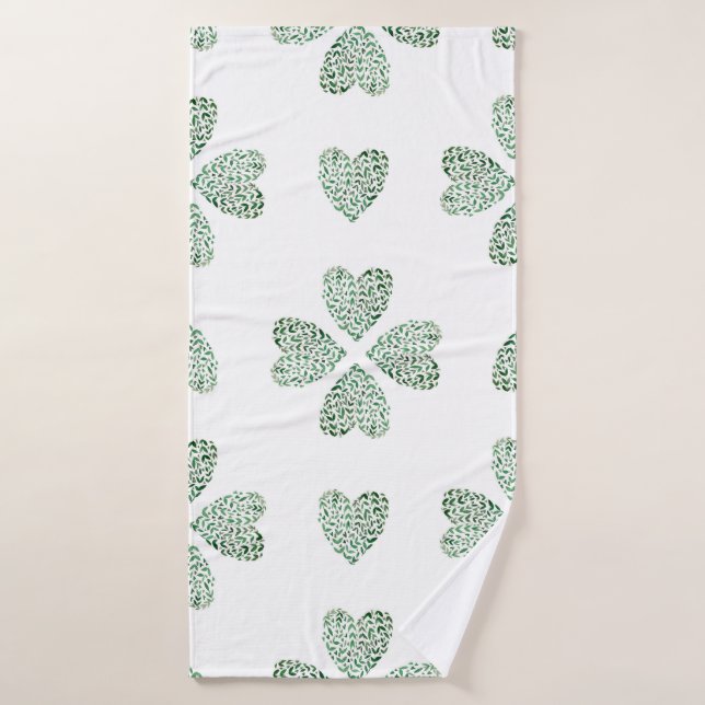 Ornamento verde botánico, acuarela transparente (Toalla de baño)
