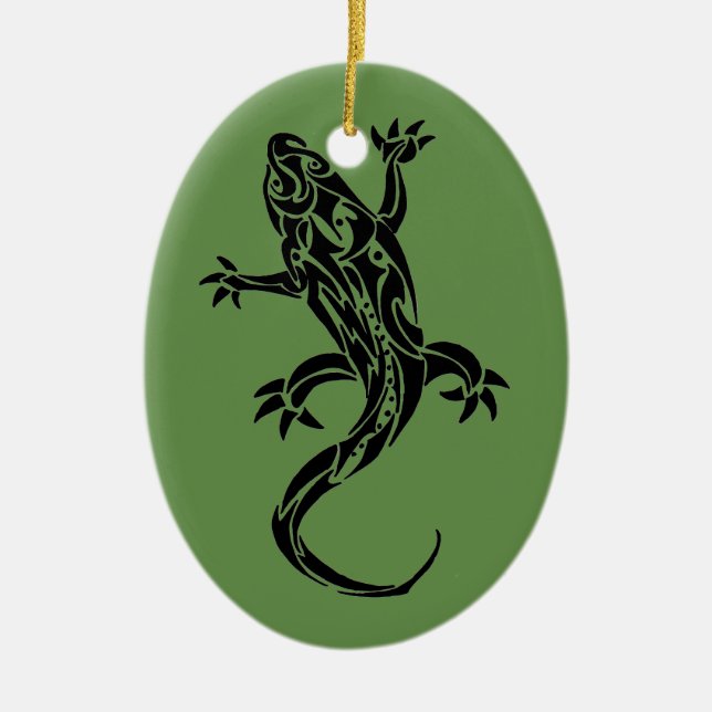 Ornamento verde del tatuaje tribal Gecko (Frente)