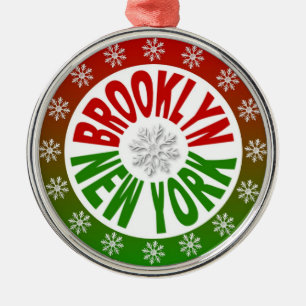 Ornamento verde rojo de Brooklyn Nueva York
