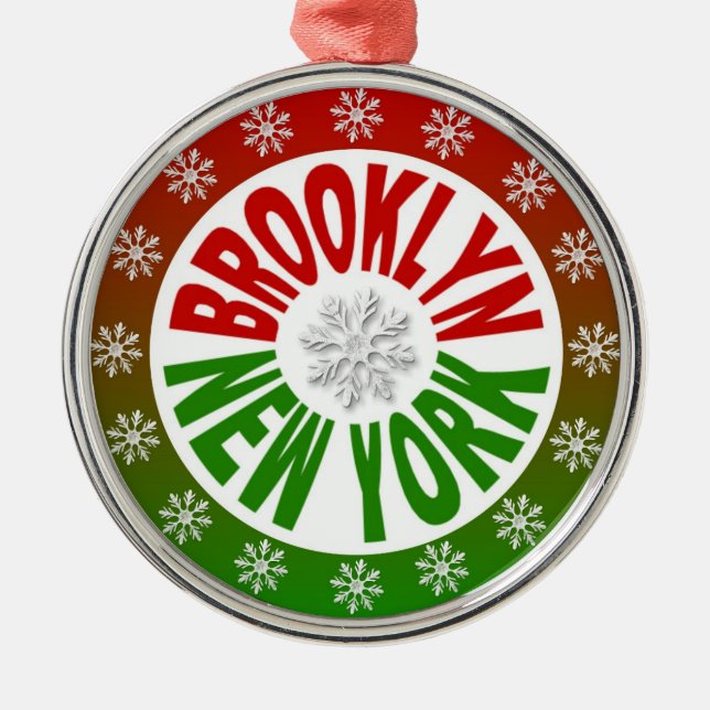 Ornamento verde rojo de Brooklyn Nueva York (Frente)