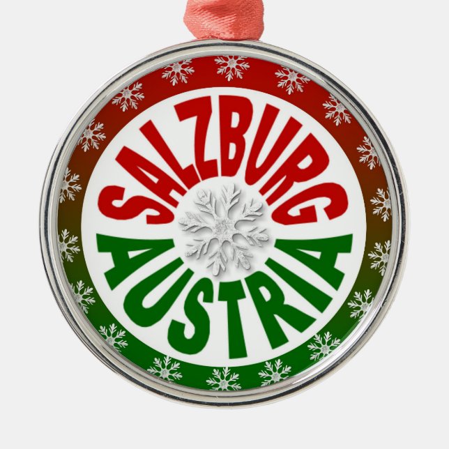 Ornamento verde rojo de Salzburgo Austria (Frente)
