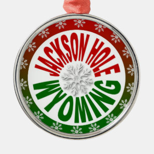 Ornamento verde rojo del copo de nieve de Jackson