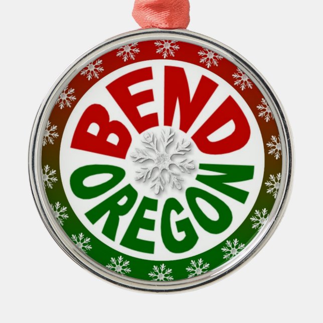 Ornamento verde rojo del copo de nieve de Oregon (Frente)