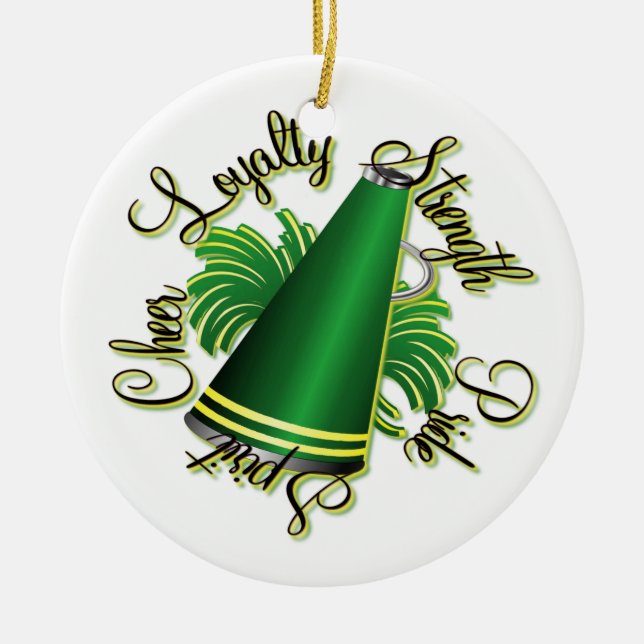 Ornamento verde y amarillo de la alegría de las (Frente)