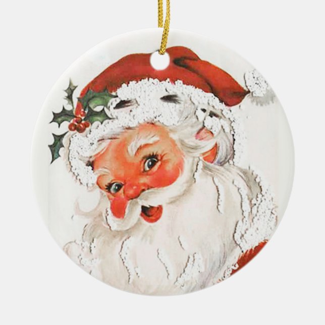 Ornamento vintage de Jolly Santa Claus (Frente)