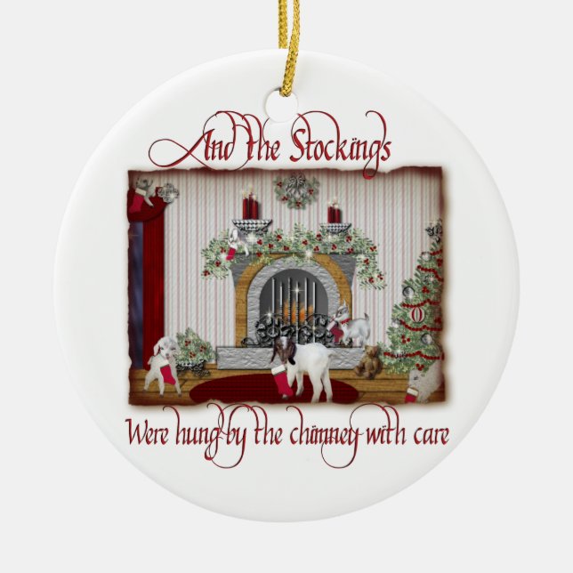 Ornamento vintage de Navidad de cabra (Frente)