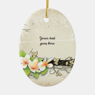 Ornamento vintage de plumeria y personalizado de y