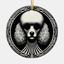 Ornamento vintage gótico espumoso de perro caniche
