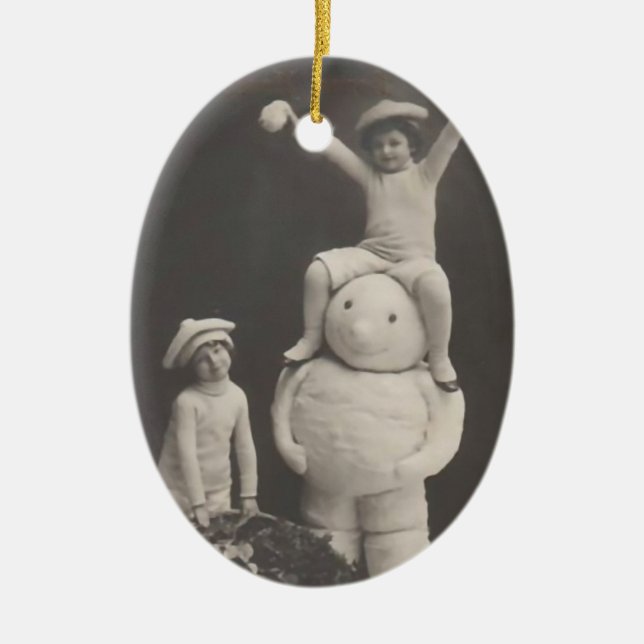Ornamento vintage-niños con snowman (Frente)