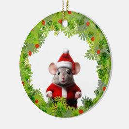 Ornamento - Wreath con Santa Mouse