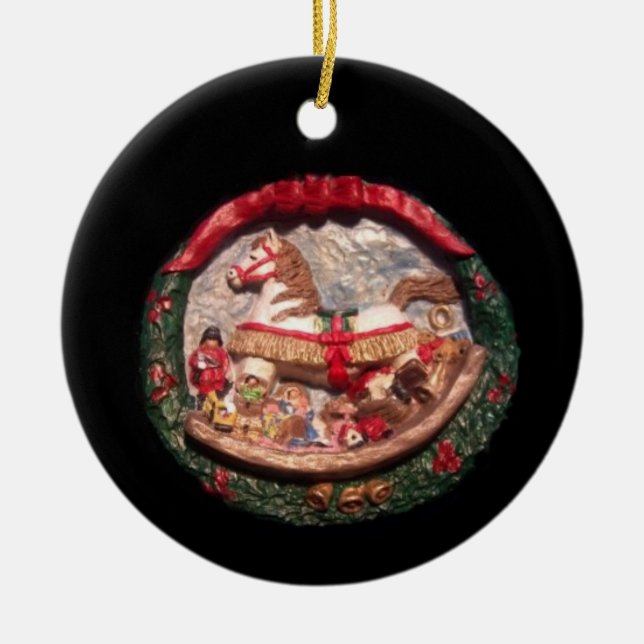 ORNAMENTO XMAS DEL COLECTOR DE CABALLOS DE ROCKING (Frente)