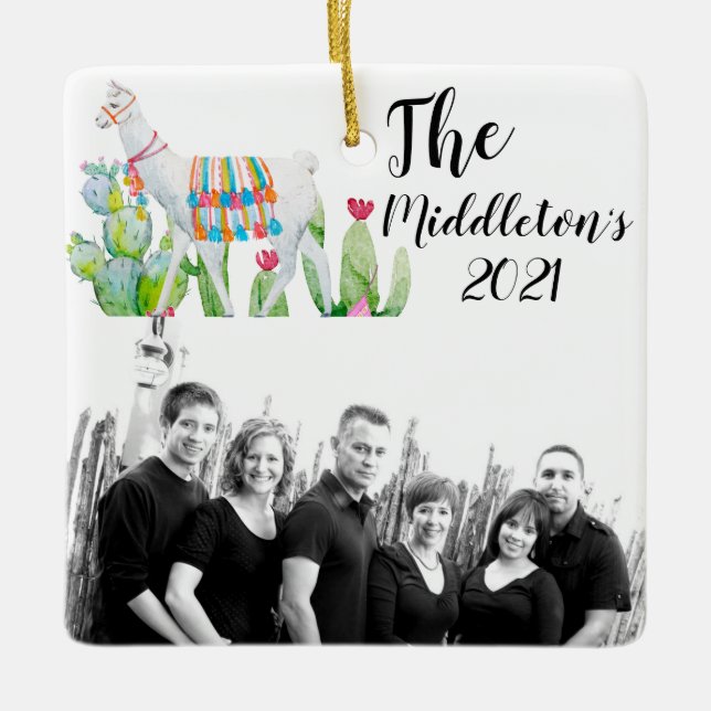 Ornamento XMAS personalizado Boho Llama Bohemian C (Anverso)