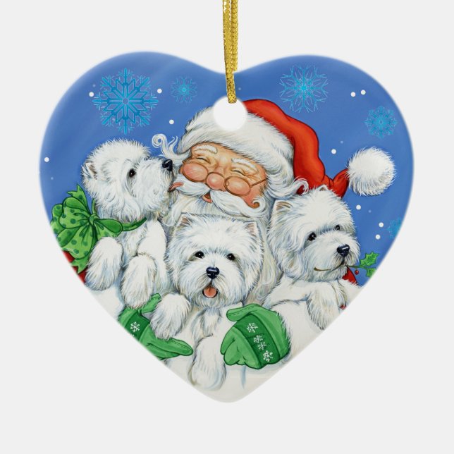 Ornamento "XOXO" del navidad de Westie por Borgo (Frente)
