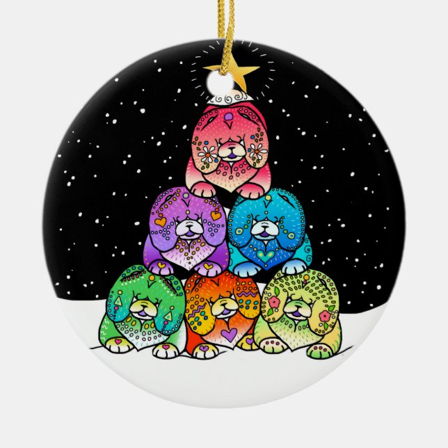 Ornamento YAPPY de la porcelana del perro chino de (Frente)