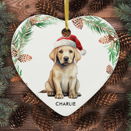 Ornamento Yellow Labrador Santa Christmas