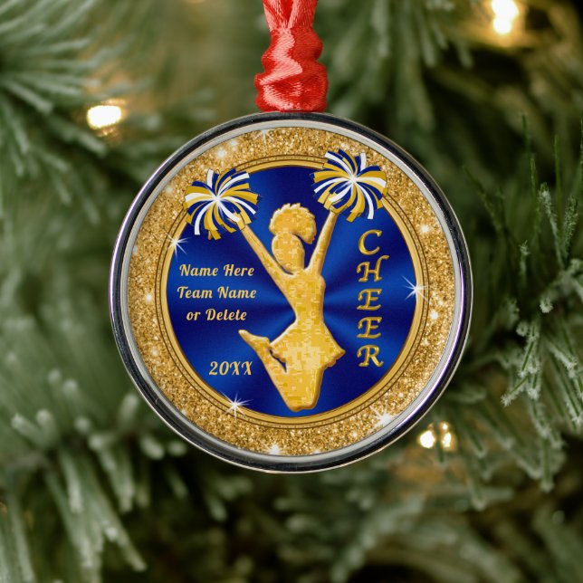 Ornamentos animadores azules y dorados personaliza (Árbol)