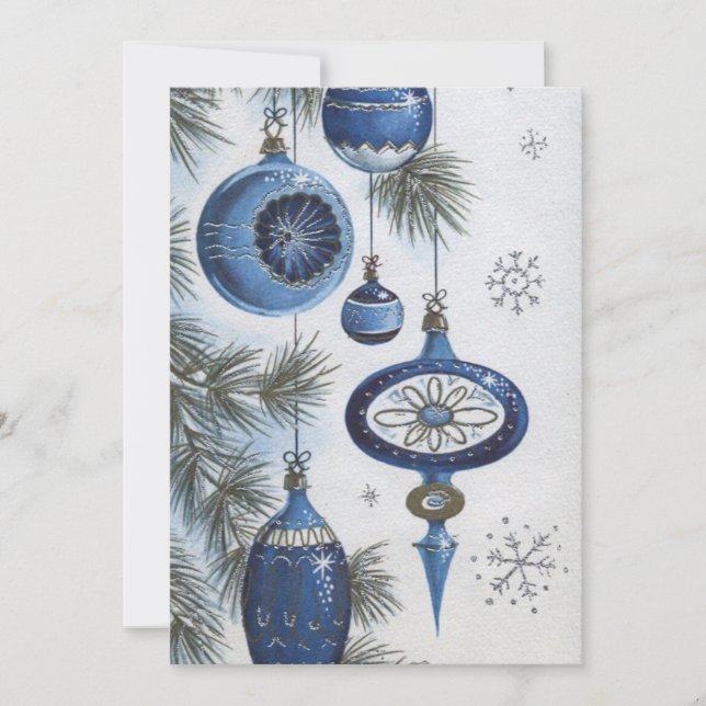 Ornamentos azules de Navidad vintage (Anverso)