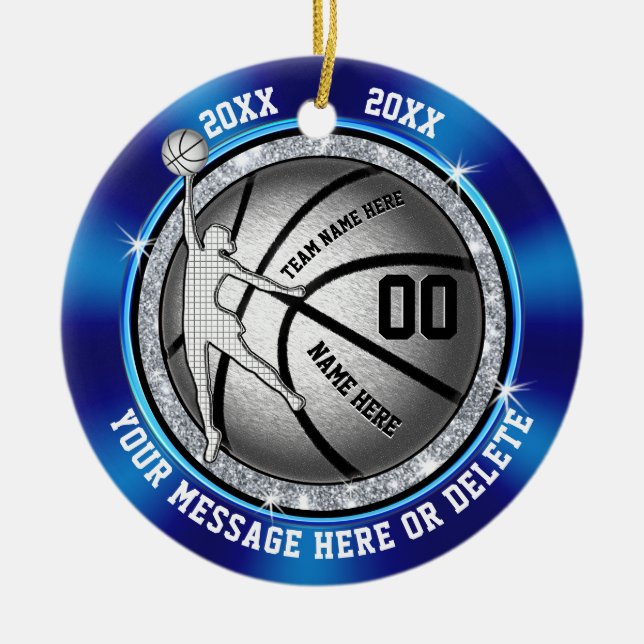Ornamentos Blue Personalizados de Baloncesto para  (Frente)