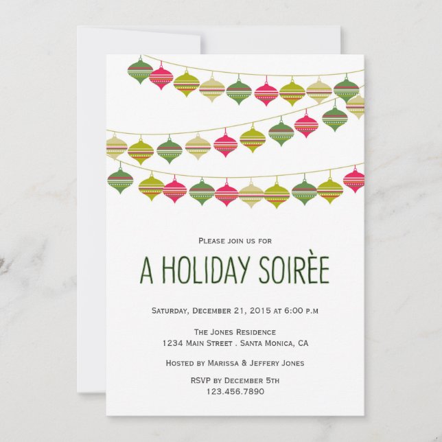 Ornamentos colgantes - Invitación a fiestas de vac (Anverso)