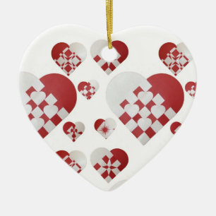 Ornamentos daneses de los corazones del navidad