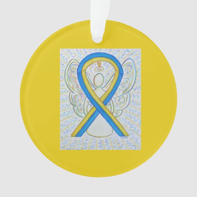 Ornamentos de ángel de la cinta azul y amarillo pa (Anverso)