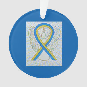 Ornamentos de ángel de la cinta azul y amarillo pa
