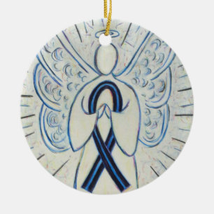 Ornamentos de ángel de la cinta azul y negro para 