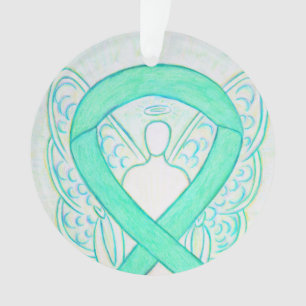 Ornamentos de ángel de la cinta Jade Green Awarene