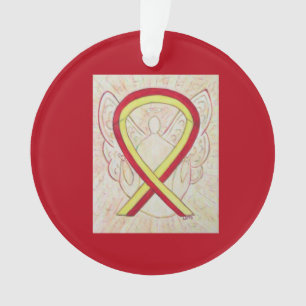 Ornamentos de ángel de la cinta roja y amarilla