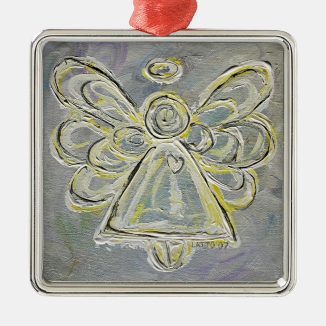 Ornamentos de ángel de luz blanca y plata (Frente)