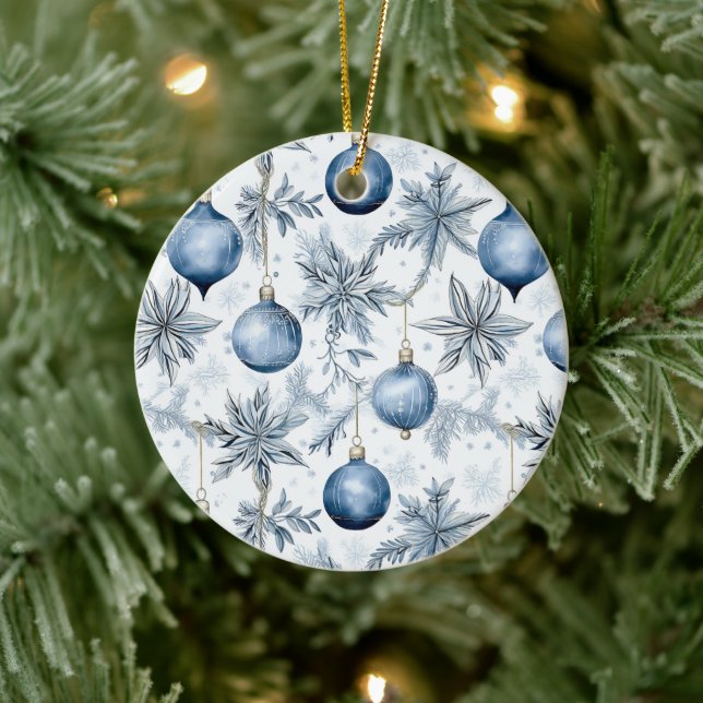 Ornamentos de árbol azul de Navidad por toda la im (Árbol)
