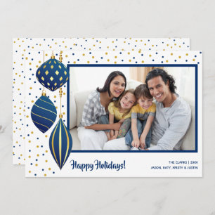 Ornamentos de árbol de Navidad azul dorado