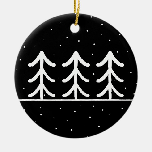 Ornamentos de árbol de Navidad blanco y negro (Frente)