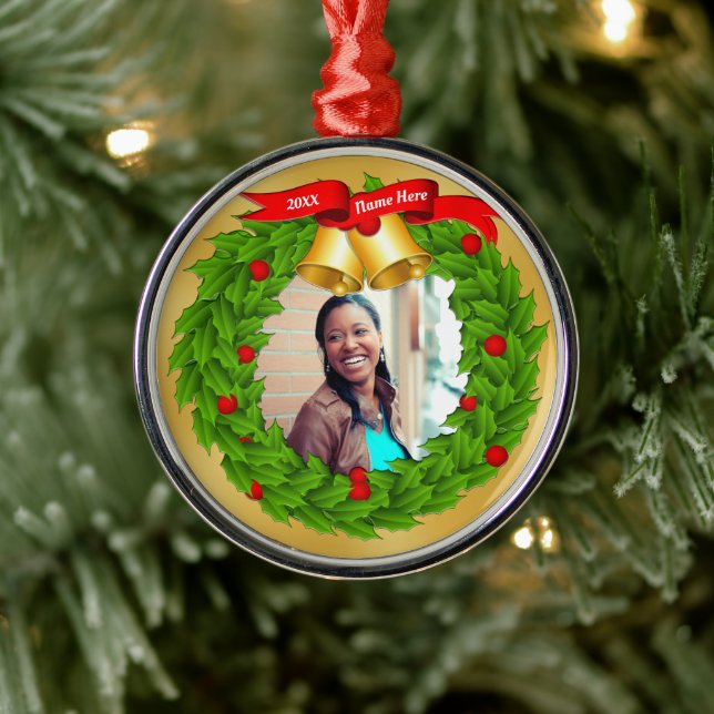 Ornamentos de árbol de Navidad de fotos personaliz (Árbol)