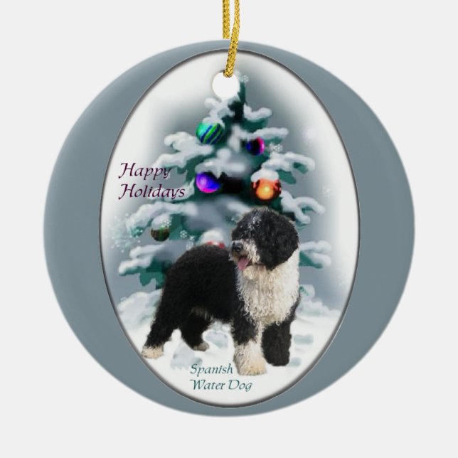 Ornamentos de árbol de navidad para perros de agua (Frente)
