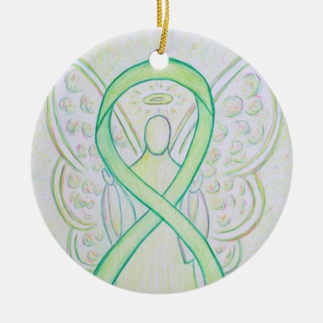 Ornamentos de arte ángel de la cinta Lime Green Aw (Frente)