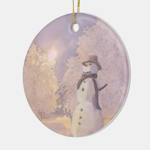 Ornamentos de cerámica del muñeco de nieve del