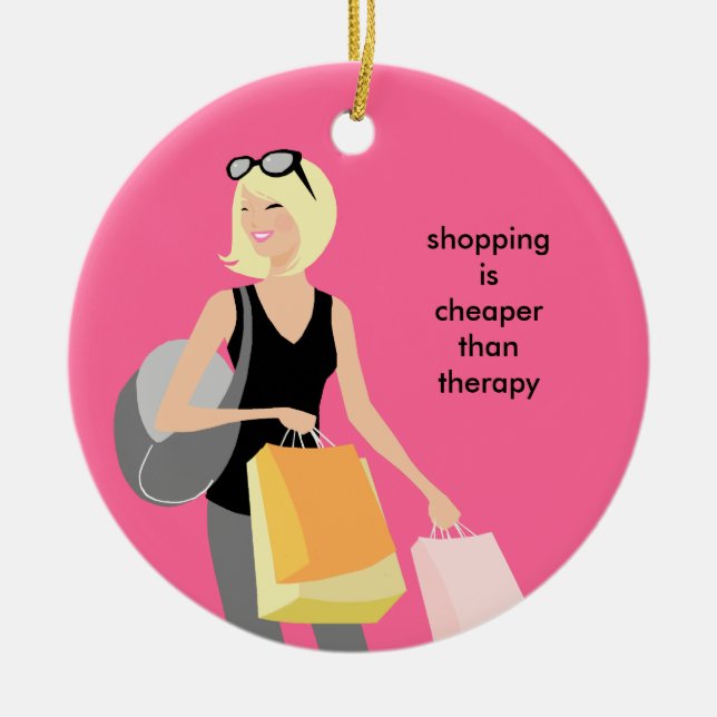 Ornamentos de cerámica del navidad de Shopaholic (Frente)