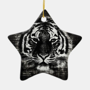 Ornamentos de cosecha de tigres blancos y negros