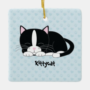 Ornamentos de encargo soñolientos del gatito {gat