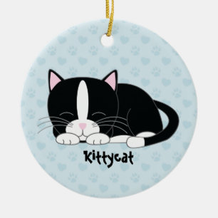 Ornamentos de encargo soñolientos del gatito {gat