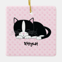 Ornamentos de encargo soñolientos del gatito {gato