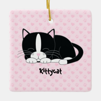 Ornamentos de encargo soñolientos del gatito {gato