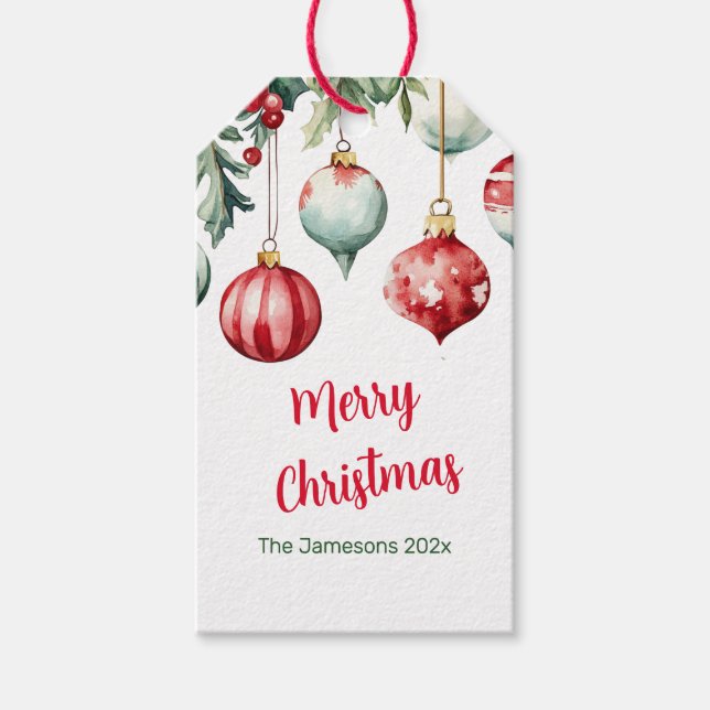 Ornamentos de época Etiqueta de regalo de navidad (Anverso)