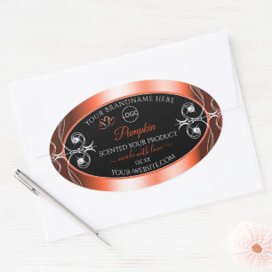 Ornamentos de etiquetas de productos rojos naranja